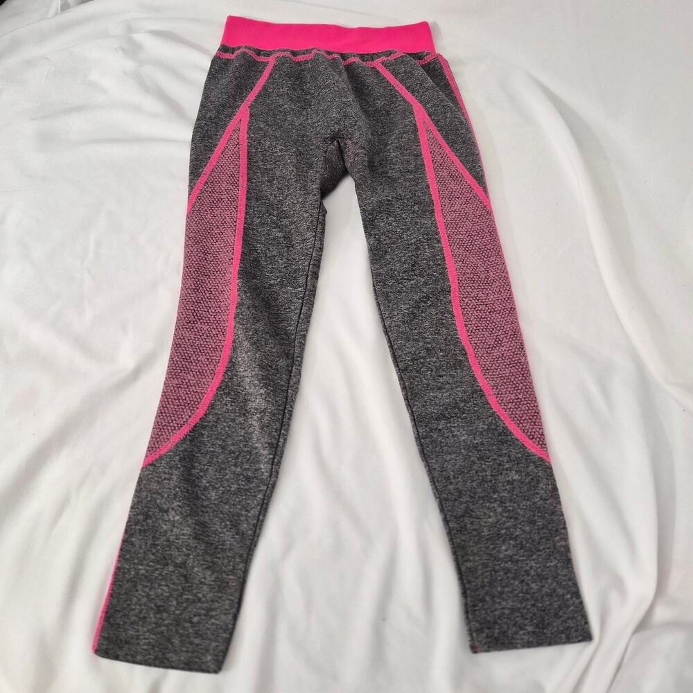 F&F 90s Yoga Pant Neon Pink Gray Space Dye One Size Seamless Leggings Athleisure